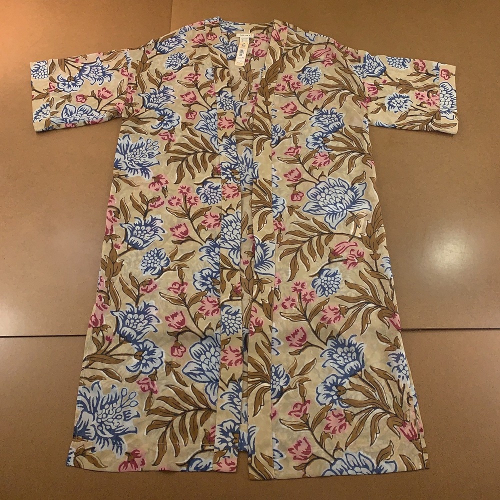 Ariat Womens Size M/L Brown‎ Prairie Floral Lightweight Open Front Duster NWT